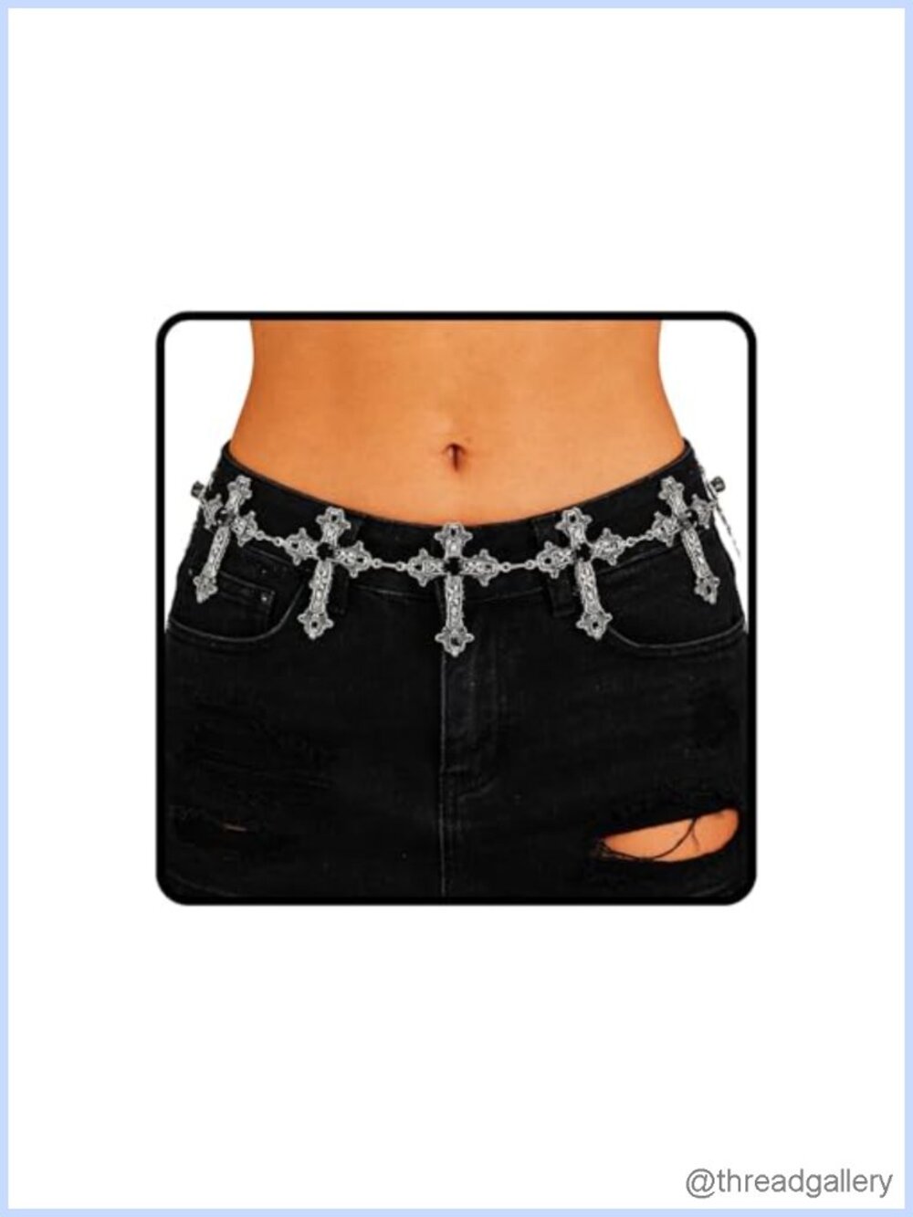 Cross Chain Belt Y2K Gothic Waist Chain Charm Punk Accessories